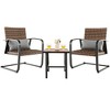 Costway 3 PCS Patio Rattan Furniture Bistro Set C-Spring Chair Padded Seat & Back Pillow Quick Dry - 4 of 4