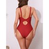 INSPIRE CHIC Women's O Ring Cut Out Deep V Monokini Bikini, Tummy Control Swimwear Bathing Suit 1 Set - 3 of 4