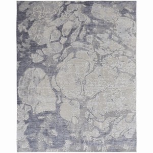 HomeRoots 4' X 6' Ivory And Blue Abstract Power Loom Distressed Area Rug - 1 of 3