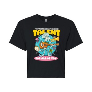 Women's - SpongeBob SquarePants - Squidward Enough Talent For All Of You Cropped Graphic T-Shirt - 1 of 4