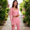 Anna-Kaci Active Women's Long Sleeve Cropped Sports Top with Buckle Detail - 2 of 4