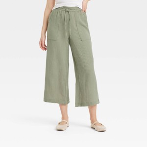 Women's High-Rise Gauze Wide Leg Pull-On Pants - Universal Thread™ - 1 of 3