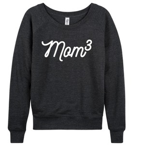 Women's - Instant Message - Mom to the 3rd Power Lightweight French Terry Wide Neck Long Sleeve Graphic Shirt - 1 of 4