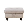 DOMETOUR Gray White Corduroy Living Room Ottoman-Soft Upholstered Living Room Footstool or Accent Bench for Modern Home Decor - 3 of 4