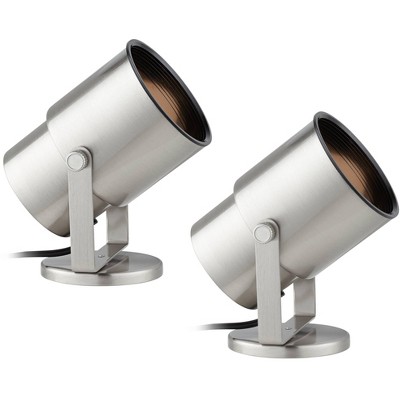 Pro Track Studio Set of 2 Small Uplighting Indoor Accent Spot-Lights Plug-In Adjustable Floor Plant Home Decorative Art Brushed Nickel Finish 8" High