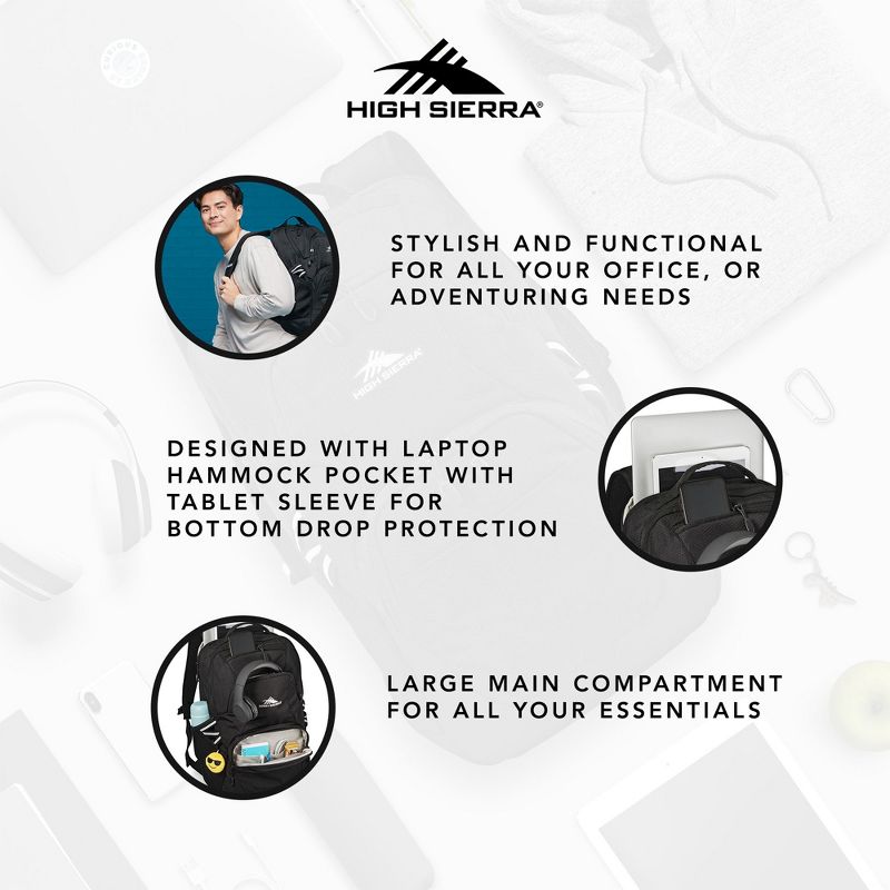 High Sierra Swoop SG School Backpack Book Bag Travel Laptop Bag with Drop Protection Pocket, Tablet Sleeve, and 360 Reflectivity, 2 of 7
