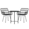 vidaXL Bistro Set Outdoor Patio Balcony Table and Chairs Rattan Look 3 Piece - Black - 3 of 4