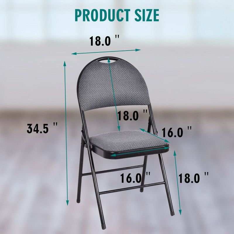 Costway Set of 6 Folding Chairs Fabric Upholstered Padded Seat Metal Frame Home Office, 2 of 10