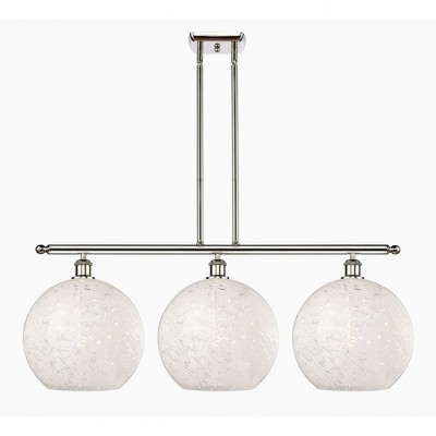 White Mouchette - 3 Light Stem Hung Island In Modern Style-14 Inches Tall and 38.5 Inches Wide