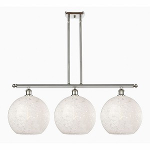 White Mouchette - 3 Light Stem Hung Island In Modern Style-14 Inches Tall and 38.5 Inches Wide - 1 of 1