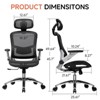COMHOMA Big and Tall Ergonomic Mesh Office Chair, High Back Home Desk Chair, Computer Gaming Chair with Headrest, Flip-Up Arms, Wide Cushion - 3 of 4