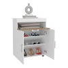 Vynxaria Modern Shoe Rack with Double Doors - Freestanding Footwear Storage Cabinet, White/Natural Oak Finish, Compact Design - 4 of 4