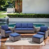 Buenhomino 5-Piece Outdoor Set – Sofa, 2 Swivel Chairs & 2 Ottomans, Handwoven Wicker, Steel Frame, Weather-Resistant Cushions for Patio - 3 of 4