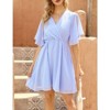 Coolmee Women's Summer Floral Sundress Short Sleeve Wrap V Neck A-Line Midi Dress - 4 of 4