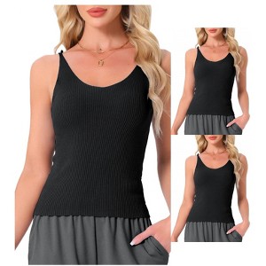 INSPIRE CHIC Womens 2 Pcs Loungewear Soft Cami Sleepshirts Pajama Shorts Sleeveless V-neck Tops - 1 of 4