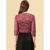 INSPIRE CHIC Women's Elegant 3/4 Sleeve Sheer Floral Lace Open Front Crop Shrug - 4 of 4