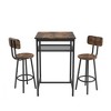 NicBex Dining Table Set for 2 Kitchen Table Bar Table Equipped with 2 Bar Stools with Backrest and Partition, Brown - 4 of 4