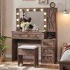 OKD Vanity Tables with Charging Station & 2 Visible Drawers, 43" W Modern Vanity Makeup Desk with Lights Mirror and Drawers - 2 of 4
