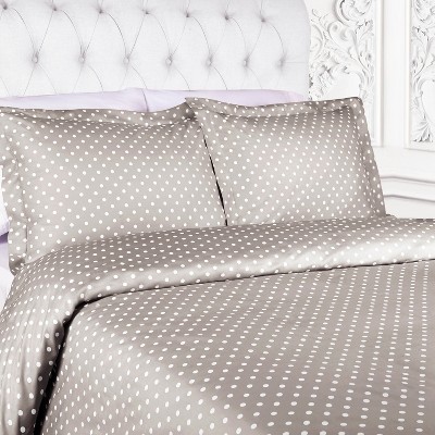 Light Grey Polka Dot Cotton Blend King/California King Duvet Cover Set