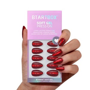 BTArtbox Press-On Nails - New Red - S Almond- 32ct - 1 of 4