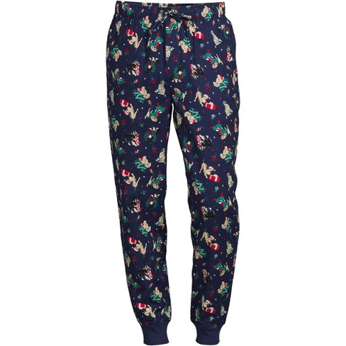 Lands' End Men's Tall Flannel Jogger Pajama Pants - Medium Tall - Deep Sea  Navy Holiday Pups : Target