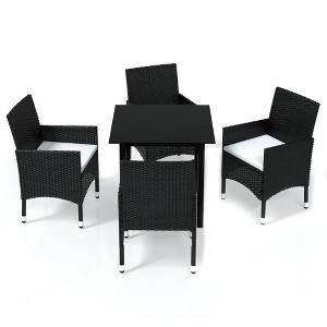 vidaXL Patio Dining Set Outdoor Dining Set Table and Chair Set Poly Rattan - 31.5" Table Length Black 4 Piece - 1 of 4