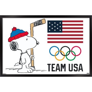 Trends International Team USA x Peanuts – Olympic Hockey Snoopy Framed Wall Poster Prints - 1 of 4