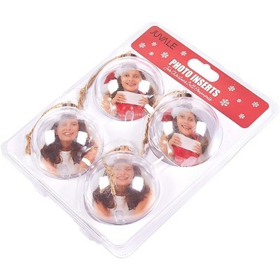 Clear Plastic Photo Hanging Christmas Ornaments Set