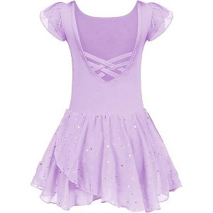 Arshiner Girls Ruffle Sleeve Ballet Dance Dress Tutu Skirted Leotard - 1 of 4