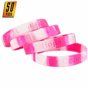 Skeleteen Breast Cancer Awareness Bracelets - 50 Pack - 1 of 4