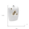 HomeRoots 14" White Floral Ceramic Table Vase With Sculptural Details - 3 of 4