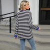Women's Color Block Striped Pocket Detail Split Hem Relaxed Fit Long Sleeve Tee - 3 of 4