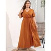Coolmee Women's Plus Size Maxi Dress Wrap V Neck Short Sleeve High Waist Side Split Flowy A Line Casual Elegant Floral Long Dress - 2 of 4