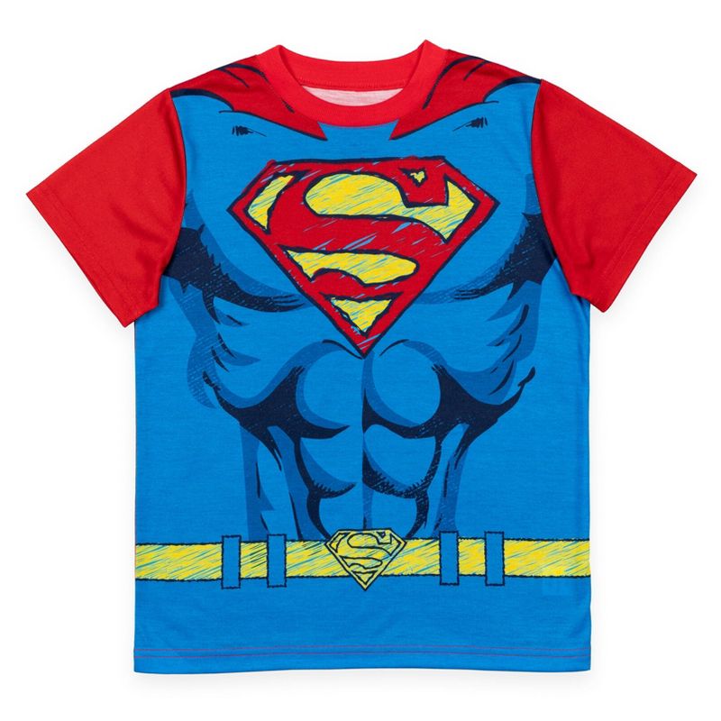 DC Comics Justice League Superman Cosplay Pajama Shirts and Shorts Blue/Red/White , 2 of 8