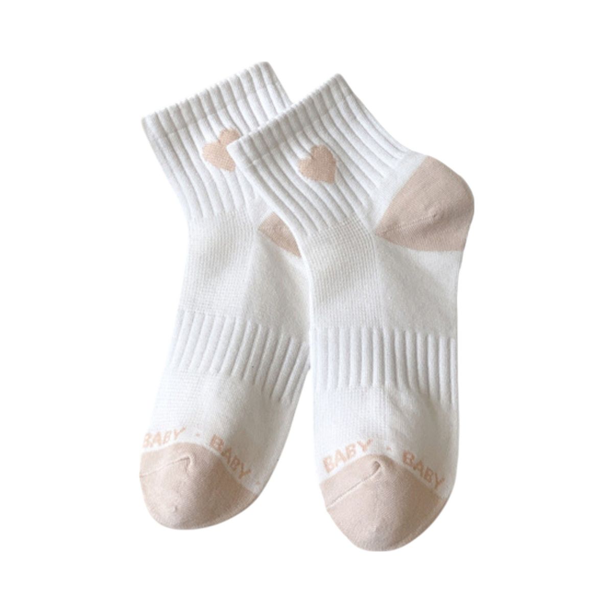 Anna-Kaci Ribbed Ankle Socks with Contrast Toe and Valentine Heart Detail for Everyday Casual Wear