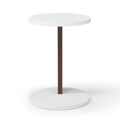 NicBex Unique Coffee Table,Side Table with C-Shape Design/Swivel Top,Rustic Slim/Square End Table for Sofa,Center Table for Living Room,White+Walnut
