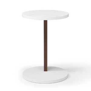 NicBex Unique Coffee Table,Side Table with C-Shape Design/Swivel Top,Rustic Slim/Square End Table for Sofa,Center Table for Living Room,White+Walnut - 1 of 4