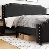 Whizmax King/Queen/Full Size Bed Frame, Velvet Upholstered Platform Bed Frame with Rivet Decor Headboard, Wood Slat Support, No Box Spring Needed - 4 of 4