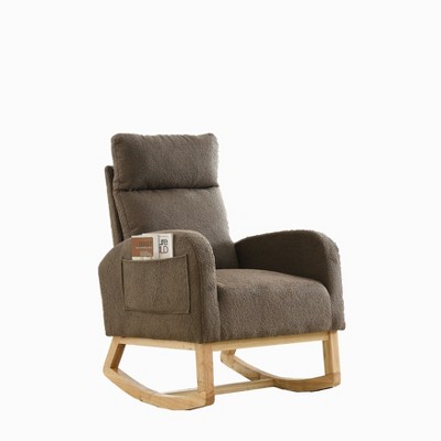 NicBex Polyester Glider Rocking Chair,Upholstered Nursery Rocking Chairs with High Backrest,Comfy Rocking Chair,Nursing Chair for Bedroom