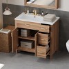 36"W Bathroom Vanity with Ceramic Sink, Bathroom Cabinet with Drawers, Soft-close Doors, Storage Cabinet and Adjustable Shelf, Natural-ModernLuxe - 3 of 4