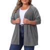Women's Plus Size Long Sleeve Open Front Loose Solid Casual Knit Cardigans - Agnes Orinda - 2 of 4