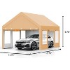 13 x 20 FT Metal Carport, with Side-Opening Door & Roll-Up Windows, All-Inclusive Metal Carport, Outdoor Portable Garage Shelters Tents, Yellow - 2 of 4