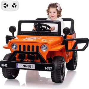 Ride On Car,12V Electric Car for Kids with Remote Control, MP3, LED Headlights, 2 Motors, Ride On Toys for Boys Girls - 1 of 4