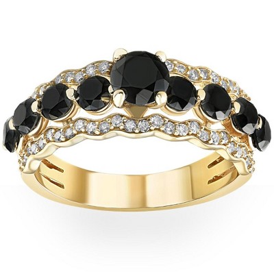 Pompeii3 2 3/4Ct Black Diamond Engagement Ring 14k Yellow Gold