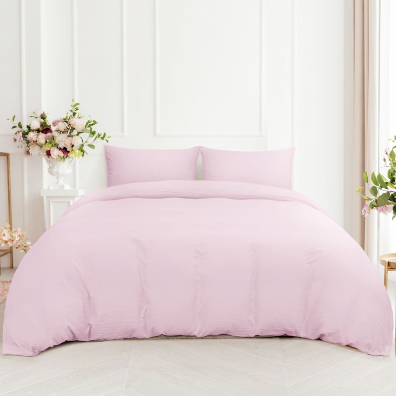 PiccoCasa  Washed Brushed Microfiber Soft Duvet Cover Set 3 Pieces including 2 Pillow Cases, 2 of 6