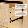 Jojoka Rattan 5 Drawer Dresser,Wooden Chest of Drawer,Farmhouse Storage Cabinet with Solid Metal Legs for Bedroom,Oak - 3 of 4