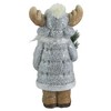 Northlight Frosted Ceramic Moose in Winter Coat Holding Pine Sprigs Christmas Figure - 18" - 4 of 4