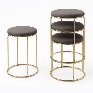 Kings Brand Furniture 4-Pack Stack Stools, Upholstered w/Metal Legs Backless Stackable  Bar and Counter Height Stool, Dining Room Kitchen Chairs - 1 of 4