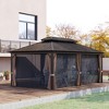 Outsunny Patio Gazebo, Netting & Curtains, 2 Tier Double Vented Steel Roof, Hardtop, Ceiling Hooks, Rust Proof Aluminum - image 2 of 4