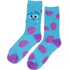 Disney Monsters Inc. Adult Sulley Fuzzy Spots Crew Socks 1 Pair For Men And Women Turquoise - 3 of 4